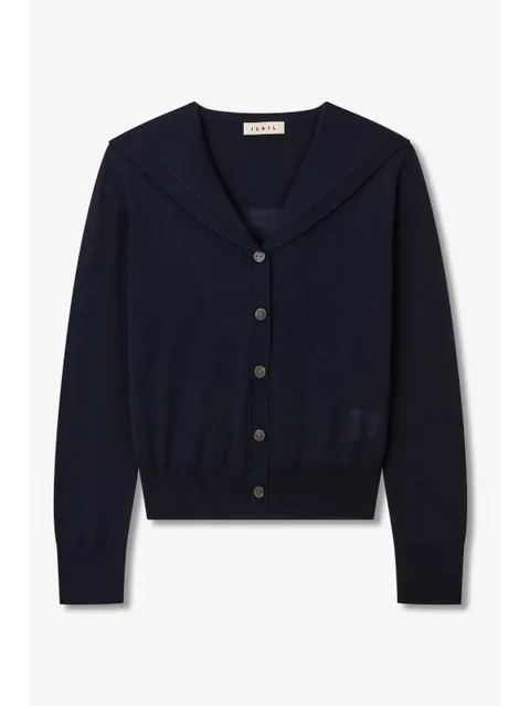 [ILAIL] 실크 울 블렌드 세일러 가디건_다크 네이비 IA16151140