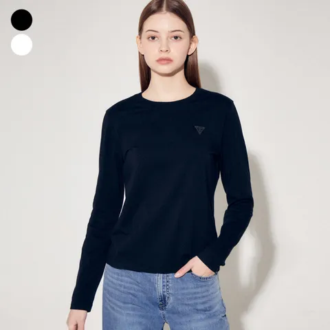 [현대백화점] [게스진]게스 YP1K9451 여성 촉촉스판 라운드 긴팔 티셔츠 +할인쿠폰