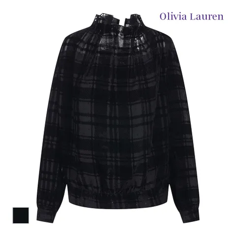 [올리비아로렌] 네크턱 벨벳 블라우스_VORNLYW9491 +할인쿠폰