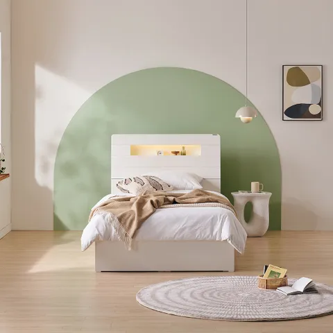 [시크릿혜택가]에몬스 샤이닝온 LED 수납침대 SS(매트별도) - 현대Hmall