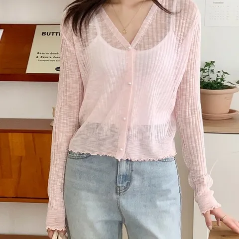 [하프클럽/다잇템]여자 비스코스 SS 짧은 미니멀리즘 가디건