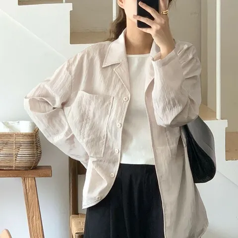 [하프클럽/다잇템]여자 글로시 재킷 바스락 FW 카라 주머니 셔츠