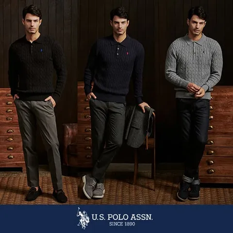 [U.S. POLO ASSN.] USPA 남성 화이트라벨 케이블카라니트