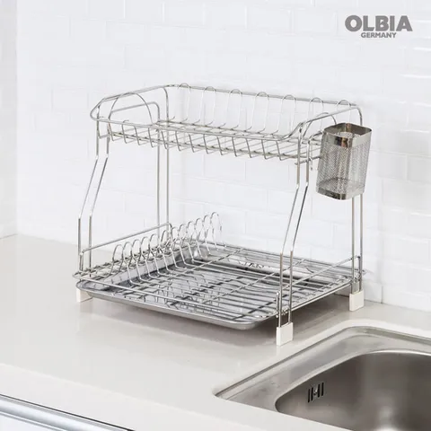 올비아 심플 올스텐레스 2단 식기건조대