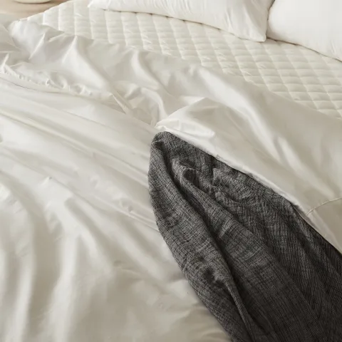 60수사틴 순면 누빔이불커버 호텔침구LK라지킹 화이트