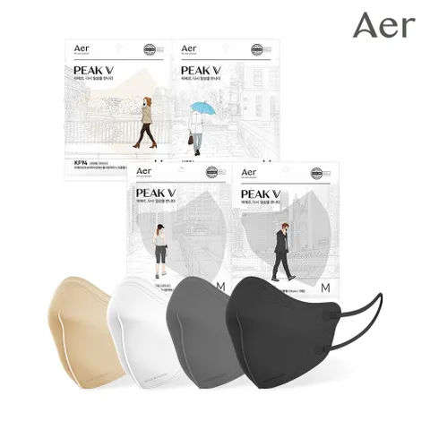 [아에르 공식] KF94 피크 V 라이트핏 마스크 25개입 (S M L) 12종 택 1