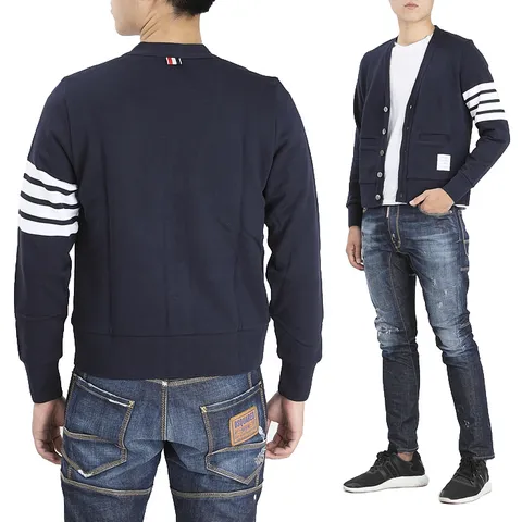 [톰브라운] MJT167A 00535 415 남성 사선완장 코튼 가디건