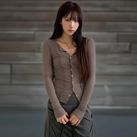 아트박스/신상오픈런 여성용 브이넥 슬림핏 골지 트임 가디건 +할인쿠폰