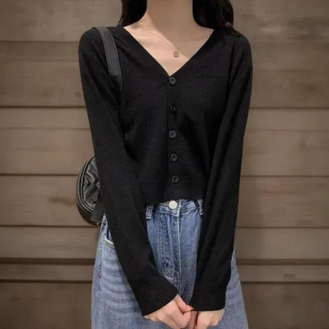 아트박스/신상오픈런 여성 브이넥 단추 긴팔 가디건 심플 무지컬러 +할인쿠폰