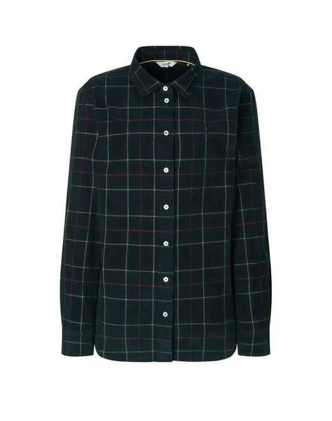 [헤지스 여성] [25FW] HSSH5D913E3 코듀로이 체크 레귤러핏 셔츠 다크그린 +할인쿠폰