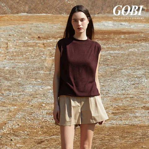 [ 런칭가 149,000원 ][런칭가 179000원] 고비(GOBI) 실크 캐시미어 슬리브리스 탑