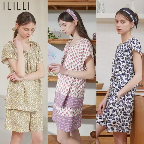 [ ★라글란,콩단추의 러블리함 일상룩가능한 셋업까지!완벽3세트★][ILILLI]아이릴리 여성 인견100 라운지웨어 3세트 (6종)
