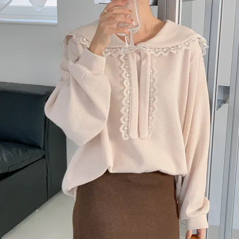 여자 러블리 빅사이즈 레이스 세라카라 타이 맨투맨