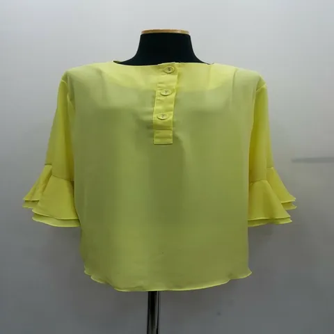 블라우스 브라우스 셔츠 F1106 프릴 7부 소매 공주 풍 쉬폰 시폰
