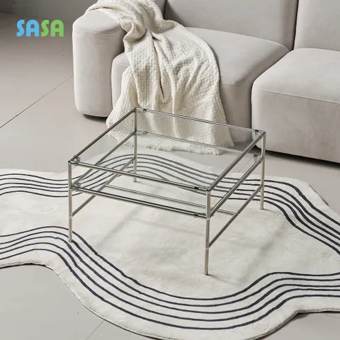 사사가구 해피 미드센츄리 600 강화유리 거실테이블 모듈 미니테이블 투명 +할인쿠폰