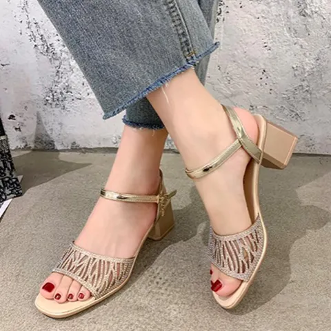 [쉬즈너리]5cm 여성 샌들 큐빅 힐샌들 하이힐 슬리퍼 정장A58