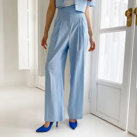 네쥬 여성 봄 여름 핀턱 일자 와이드 뒷밴딩 면 팬츠