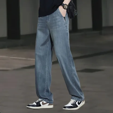 텐셀 루즈핏 빈티지 스트레이트 남성 데님 팬츠