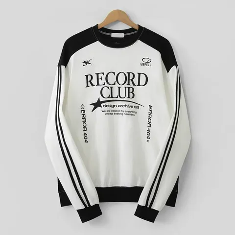 [하프클럽/엠엔씨]레코드 배색 맨투맨 (MDMU475DS)