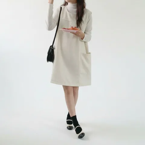 |CHO5ADF|여성 사이드 포켓 민소매 미디 드레스