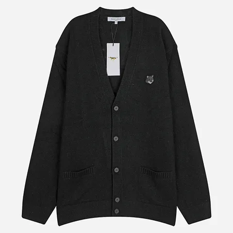 [메종키츠네]5S NM00506KT1006 P199 볼드 폭스 헤드 패치 가디건 블랙 +할인쿠폰 +무이자3개월