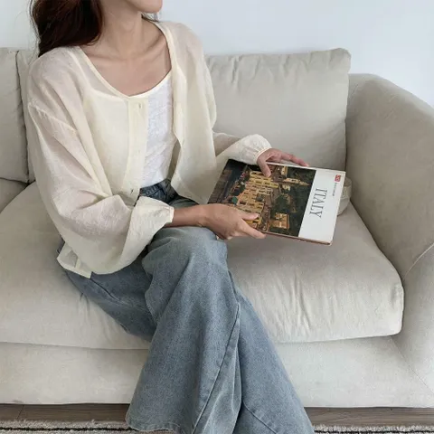 여성 비스코스 나시와 비침 카디건 세트