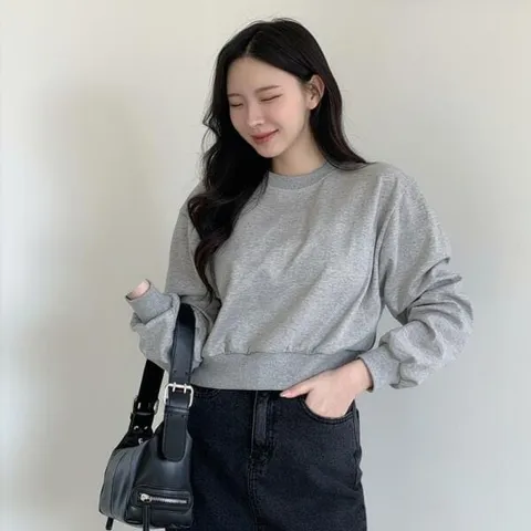 아트박스/신상오픈런 여성 라운드넥 컬러풀 크롭 맨투맨 +할인쿠폰