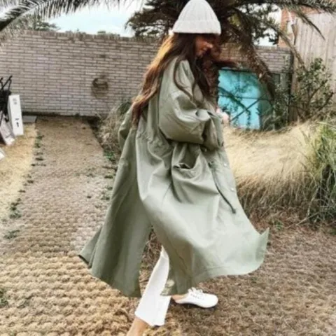아트박스/신상오픈런 여성용 루즈핏 허리조임 긴 야상 점퍼 +할인쿠폰