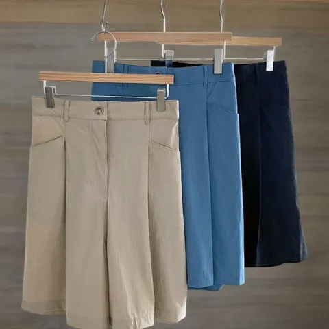 |CDP8B43|여성용 나일론 스판 하프 팬츠 - 뒷밴딩 핀턱 포켓 디자인