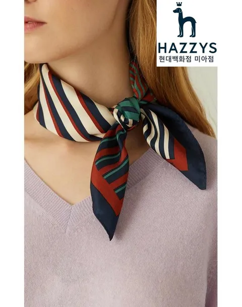 [현대백화점] 헤지스 핸드백 [HIMU0F802W2] 브라운 스트라이프 실크 사각 스카프  +할인쿠폰(*배송메세지란에 선물포장 요청시 가능*)