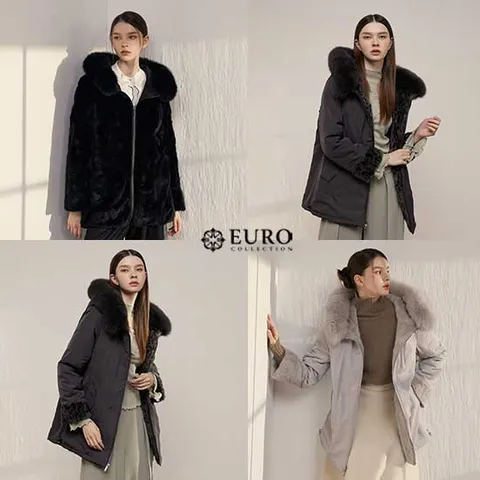 유로컬렉션 23FW 사가폭스 후드 밍크 리버시블 코트  +무이자10개월