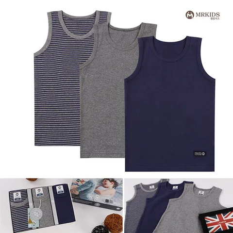 [엠알키즈] 젠틀 런닝 (아동런닝/남아/면런닝/3매입)