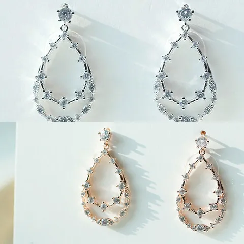 [애슬릿] 베라 더블 티어스 큐빅 드롭 귀걸이