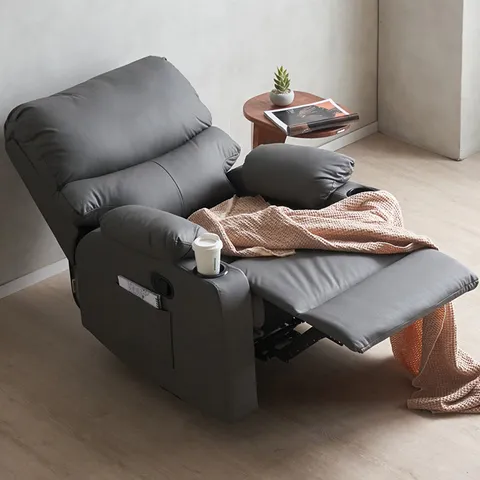 파브 1인 리클라이너 고급형 에어레더 소파의자 수동 컵홀더형