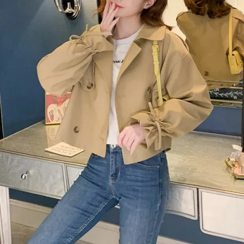 코트 자켓 점퍼 아우터 간절기 숏 트렌치 크롭 베이지 여성 봄 가을