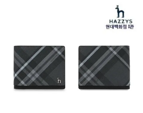 [현대백화점] 헤지스 핸드백 [HJWA0E866BK] 블랙 체크 가죽 2단 반지갑  +할인쿠폰(*배송메제시 요청시 선물포장 가능*)