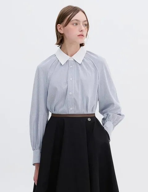 [현대백화점] 올리브데올리브 (OW4AB805) 셔링디테일 셔츠블라우스 OLIVE  DES  OLIVE