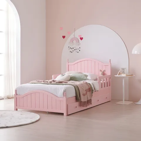 상일리베가구 루이즈 공주 원목 수납 침대 S(본넬매트리스)