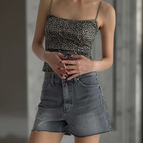 여성 여름 핫팬츠 블랙청 워싱 컷오프 와이드 청반바지