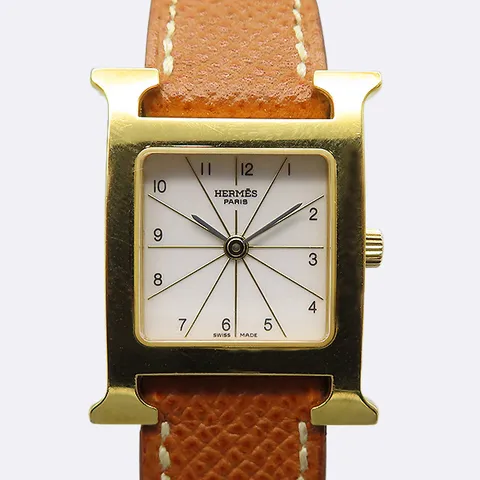 [중고] 에르메스 HH1.201 H아워 금장 쿼츠 가죽밴드 여성용 시계 58748wp +할인쿠폰
