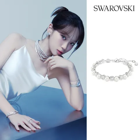 [현대백화점] [스와로브스키/본사정품] Matrix Tennis 로듐 크리스털 펄 팔찌M 5689625 +할인쿠폰