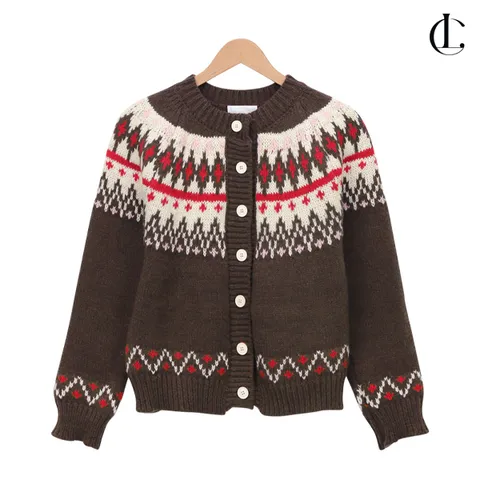 엘케이트 여성 카디건 오버핏 노르딕 니트 라운드 코위찬 가디건 LLEET003 +할인쿠폰