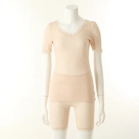 [현대백화점] [와코루] {WLG2521A/WLG2521P }  면(아사)100% 수입리버 레이스 여성 반팔 런닝과 5부 속바지세트 +사은품(★10만원이상 구매하신 모든 고객님께 사은품(양말or 비누) 증정 (랜덤발송/선택불가)★)