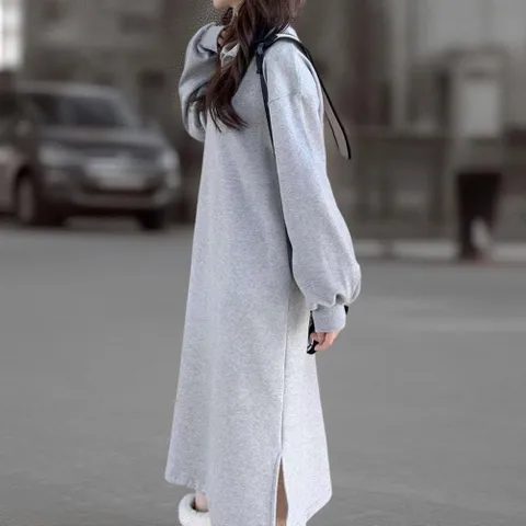 |KHO58B6|여성 오버핏 롱 원피스 카라넥 기모 안감 심플 디자인 +할인쿠폰