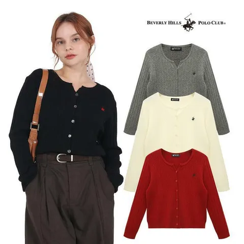 [비버리힐스폴로클럽][비버리힐스폴로클럽] 여성 펄스퀘어 케이블 가디건 TK023 +할인쿠폰