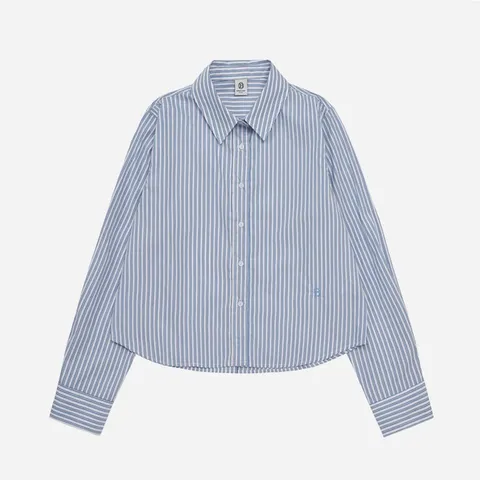 [현대백화점] 부루앤쥬디 BBRDSH102P 여성 바이오워싱 세미크롭 스트라이프 단가라 셔츠 +할인쿠폰