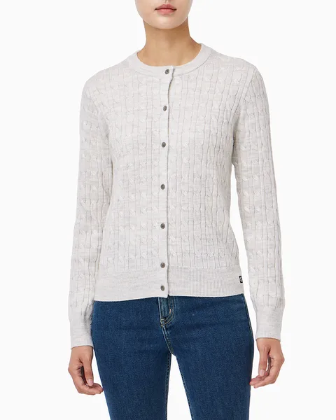 [현대백화점] [캘빈클라인진]  44E307G 여성 울 케이블 크루넥 가디건 +할인쿠폰