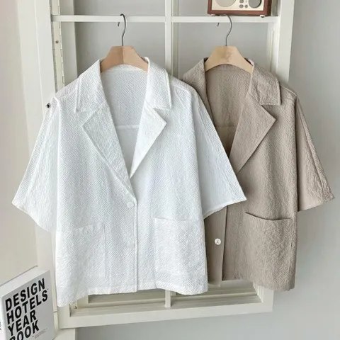 여성용 베이직 카라 재킷 빅사이즈 더블포켓 여름용