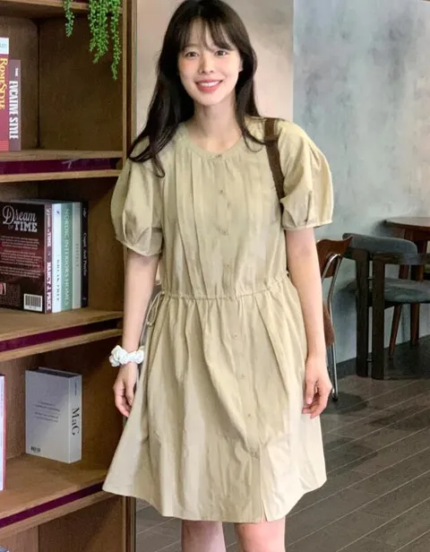 [현대백화점] 올리브데올리브 코튼 미니 플레어 핀턱 원피스 OW5MO5500