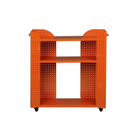 [무케] 피알피알_철제 3단 트롤리 (무소음 바퀴) (BRICK ORANGE) 거실 수납장